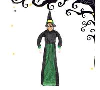 Halloween Witch Decoration, Motion Sensor Prop, 66.92inches, Spooky Hanging Figure, Sound Activated Animation, Flashing LED Eyes Ornament for Outdoor Garden Wall Yard Display