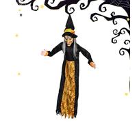 Halloween Witch Decoration, Motion Sensor Prop, 66.92inches, Spooky Hanging Figure, Sound Activated Animation, Flashing LED Eyes Ornament for Outdoor Garden Wall Yard Display