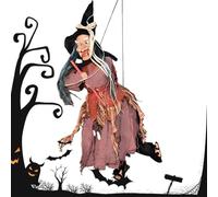 Halloween Witch Decorations - Outdoor Glow Eyes Scary Noises Statue