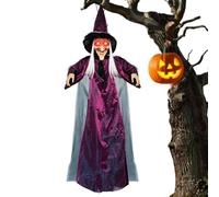 Halloween Witch Decorations Outdoor - Glowing Eyes Garden Hanging Decor | Glowing Eyes Talking Witch Hanging Decoration, Spooky Halloween Garden Decor for Porch Patio Yard Home Party Haunted House