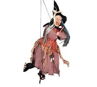 Halloween Witch Decorations , Outdoor Scary Noises Lighted Eyes Figurine | Flying Broom Sound Activated Halloween Props for Home Door Entrance Party Haunted House Theater Patio Kitchen
