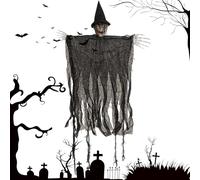 Halloween Witch Decorations, Scary Outdoor Decor, Party Ornament Display, Weather-Resistant Design, Eye-Catching Spooky Style, Easy to Set Up, Porch, Lawn, Garden, Patio, 37.8x23.62 inches