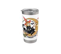 Halloween Witch Free Tonight Retro Vintage Black Cat Broom Bicchiere termico in acciaio inox doppia parete