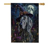 Halloween Witch Great Dane Dog Front Yard Backyard Linen Vertical House Flags 28x40 Double Sided per l'esterno, fresco cucciolo giardino fiore casa stampa bandiera, divertente animale domestico casa