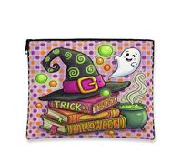 Halloween Witch Hat Spellbook Citazione Makeup Bag 18,8 x 22,9 cm | Illustrazione del cappello della strega, sacchetto della cerniera del trucco, libri degli incantesimi impilati