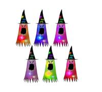 Halloween Witch Hat, Waterproof Ghost Face Glowing Witch Hat for Kids with Led Lights Party Halloween Decoration 6pcs
