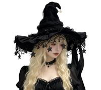 Halloween Witch Hat - Wide Brim Gothic Bow Halloween Cosplay Costume