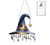 Halloween Witch Hat Window Hanger 2D Acrylic Moon Pendant Wall Decor