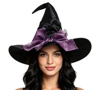 Halloween Witch Hats for Adults Wide Brim Gothic Headwear Fancy Accessory