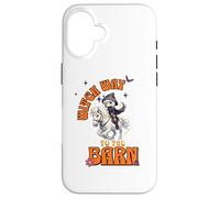 Halloween Witch Horse Funny Witch Way to the Barn Farm Custodia per iPhone 16