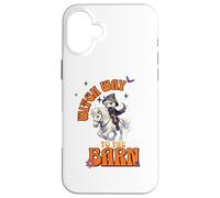 Halloween Witch Horse Funny Witch Way to the Barn Farm Custodia per iPhone 16 Plus