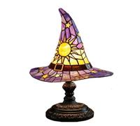 Halloween Witch Lamp - Resin USB Powered LED Gothic Witch Hat Light, 7x4.3x3.1inch Stained Decorative Table Lamp for Bookshelf Mantelpiece Windowsill Family Gathering Display