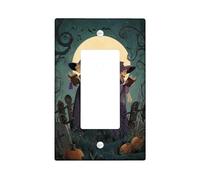 Halloween Witch Light Switch Cover Piastre/Coperture Outlet, Scena al chiaro di luna verde scuro, Piastre da parete termoplastiche, Dimensioni standard Single Rocker