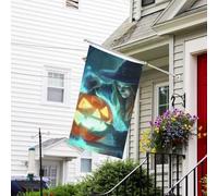 Halloween Witch Mysterious Pumpkin A Christmas Flag 3x5 - Bandiere da giardino di Natale per esterni su entrambi i lati, bandiere da giardino autunnali per esterni bandiere decorative natalizie da