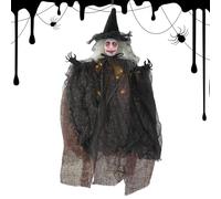 Halloween Witch Ornaments, Light-Up Spooky Pendant Decor for Tree, Glowing Halloween Hanging Ornament Creepy Haunted House Prop Indoor Outdoor Party Wall Porch Garden Living Room Hallway Fence Balcony