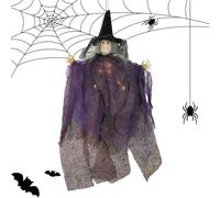 Halloween Witch Ornaments, Light-Up Spooky Pendant Decor for Tree, Glowing Halloween Hanging Ornament Creepy Haunted House Prop Indoor Outdoor Party Wall Porch Garden Living Room Hallway Fence Balcony