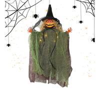 Halloween Witch Ornaments, Light Up Spooky Witch, 12.6in Creepy Haunted Decoration, Glowing Pendant Design, Eye Catching Tree Prop for Indoor Wall, Outdoor Yard, Living Room Decor