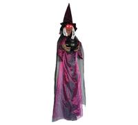 Halloween Witch Prop - Creepy Fabric Decoration, Screaming Hanging | 70,87 Inch Tall Figure with Cauldron Design Feature, Haunted House Ornament for Porch Gate Tree Lawn Yard Door Ceiling Setup