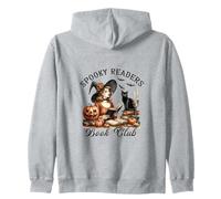 Halloween Witch Reading Spooky Readers Black Cat Book Club Felpa con Cappuccio