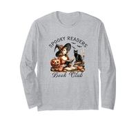 Halloween Witch Reading Spooky Readers Black Cat Book Club Maglia a Manica