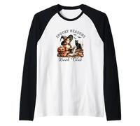 Halloween Witch Reading Spooky Readers Black Cat Book Club Maglia con Maniche Raglan