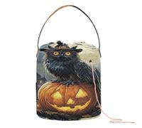 Halloween Witch Time Pumpkin Black Cat Owl Crochet Bag Craft Organizers Storage Portable Craft Bag per viaggio Crochet Accessorio