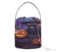 Halloween Witch Time Pumpkin Black Cat Owl Filato Borse per uncinetto con fori Conservazione da viaggio per uncinetto Strumento all'uncinetto Accessori