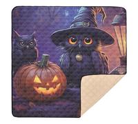 Halloween Witch Time Pumpkin Black Cat Owl morbido imbottito tappetino da gioco per bambini per pavimento comodo tappetino da gioco per neonati neonati bambini piccoli, 127 x 127 cm