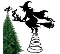 Halloween Witch Tree Ornaments Black Iron LED Hanging Decor Set For Trees | Black iron witch ornaments with LED lights create a glow for Halloween trees, parties, and seasonal décor.