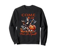 Halloween Witch Vintage Pin Up Ragazza Vieni In Per Un Incantesimo Felpa