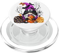Halloween Witch With Pumpkin Spider And Bats Funny Gnome PopSockets PopGrip per MagSafe