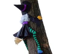Halloween Witch, Yard Decorations, Crashing Witch Tree Decor, 11.02x43.31x2.36 Inches Adjustable 3d Design, Weatherproof Fabric Build, Outdoor, Lawn, Garden, Holiday Party Display