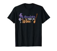 Halloween Witches Broom My Broom Stick Run On Wine Maglietta