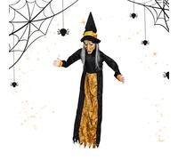 Halloween Witches Decor, Motion Sensor Witch Ornament, Lightweight Flashing Led Eyes, Creepy Haunted House Prop for Classroom Entrance Garden Wall Yard, Porches, Walls, Trees