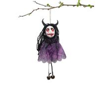 Halloween Witches Outdoor - Gothic Hangable Scary Doll | Spooky Bell | Cloth hangable gothic witch doll with bell, spooky Halloween outdoor decor for garden, porch, yard, lawn, fireplace, mantel,