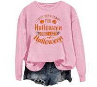Halloween Women's Pullover Novelty Pumpkin Print Sweatshirts Ladies Round Neck Long Sleeve Cute Top Fall T Shirts Outfits I-10