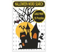 HALLOWEEN WORD SEARCH: This book contain 55 challenging Halloween Themed Puzzles | The Large Print makes it easy-on-the-eyes | It's a wonderful spooky brain teaser | Solutions are included in the back