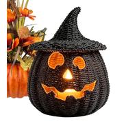 Halloween Woven Pumpkin Candle Holder Witch Hat Table Decor