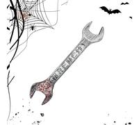 Halloween Wrench Prop, Bloody Cosplay Tool, 45x12x3.5cm/17.72x4.72x1.38 Inches Realistic Costume Accessory for Role-Playing, Haunted House, Escape Room, Party Gathering Decoration