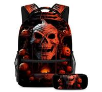 Halloween Zombie Hand School Bag Set - Zaino e astuccio Combo per studenti, bambini, ragazzi, ragazze, Multicolore#02, B：29.4x20x40cm P：19x7.5x3.8cm, Zaini Daypack