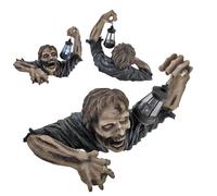 Halloween Zombie Holding Lamp Halloween Crawling Zombie Creeper con lanterna LED che tiene la lampada statua