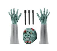 Halloween zombiess Stakes - zombiess Face Arms Stakes | Verde zombiess Scheletro Testa di Sangue Mani | Halloween Osso Testa Display Tessuto Mani | ABS Costruire per l'installazione orrore del