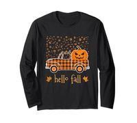 Halloween Zucca Bufalo Plaid Camion Hello Tree Foglie Autunnali Maglia a Manica
