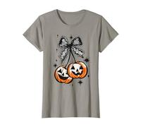 Halloween Zucca Ciliegie Arco Coquette Spooky Ghost Bow Maglietta