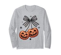 Halloween Zucca Ciliegie Coquette Bow Jack o Lanterna Maglia a Manica
