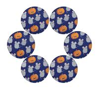 Halloween zucca gialla animale decorazioni di Halloween rotonde in ecopelle tovagliette iuta riutilizzabile individuales para mesa de comedor Azul 39,1 x 39,1 cm Set di 6