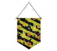 Halloween Zucca gialla banner gancio per parete con asta telescopica bandiera gagliardetto banner esterno patio arredamento per interni, feste all'aperto per feste