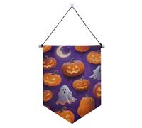 Halloween Zucca gialla banner gancio per parete con asta telescopica in tessuto banner appeso decorazioni per feste per ufficio, scuola, aula, dormitorio, casa banderitas para fiestas