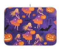 Halloween Zucca Giallo Strega controsoffitto Stuoia Piatto stuoia di asciugatura Stuoie per l'asciugatura dei piatti Grande 18 x 24