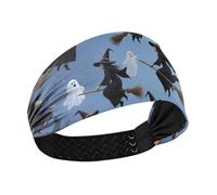 Halloween Zucca Nera Volante Strega Umidità Wicking grandi fasce per le donne Elastico per capelli per tennis Ciclismo Calcio Ciclismo diademi para el pelo de mujer